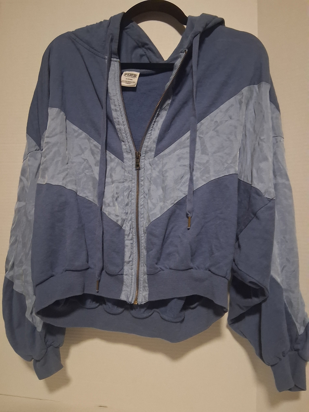 PINK Victoria's Secret Two-Tone Light Blue Hooded Bomber Jacket M